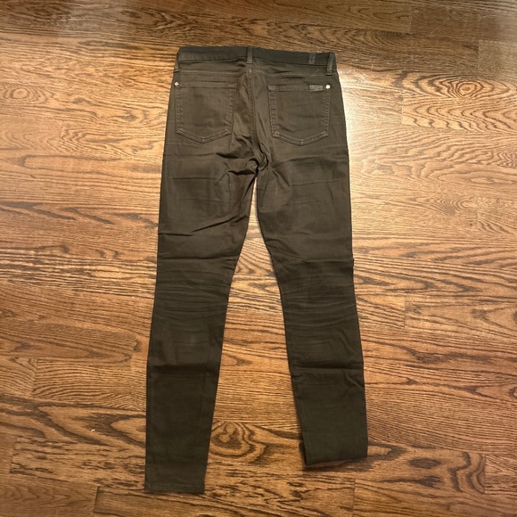 7 for All Mankind Skinny Stretch Twill Pants Dark Green Olive - Picture 3 of 4